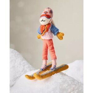 NWT ANTHROPOLOGIE Sporty Bunny Felt Ornament SKIER